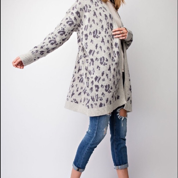 leopard open cardigan
